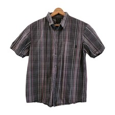 Oakley Men's Plaid Short Sleeve Button Up Shirt Size LARGE Pink Black