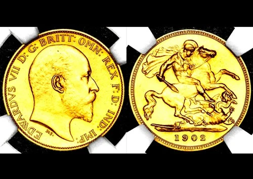 1902 Edward  VII Great Britain Matt Proof Gold Half 1/2 Sovereign NGC PF60 MATTE