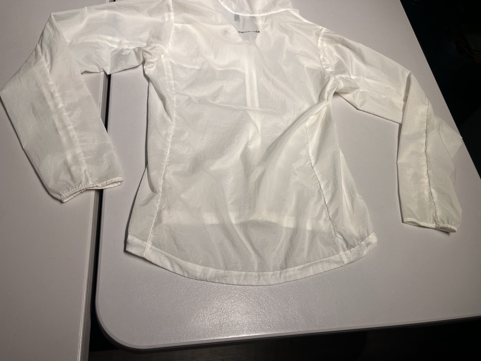 Patagonia Jacket Women's XS White Houdini Thin Coat Hiking Outdoor Hooded Nylon thumbnail 9