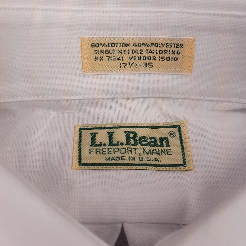 Camisa vintage L.L.Bean para hombre 17,5 35 blanca Oxford abotonada manga larga EE. UU. Foto 4 de 4