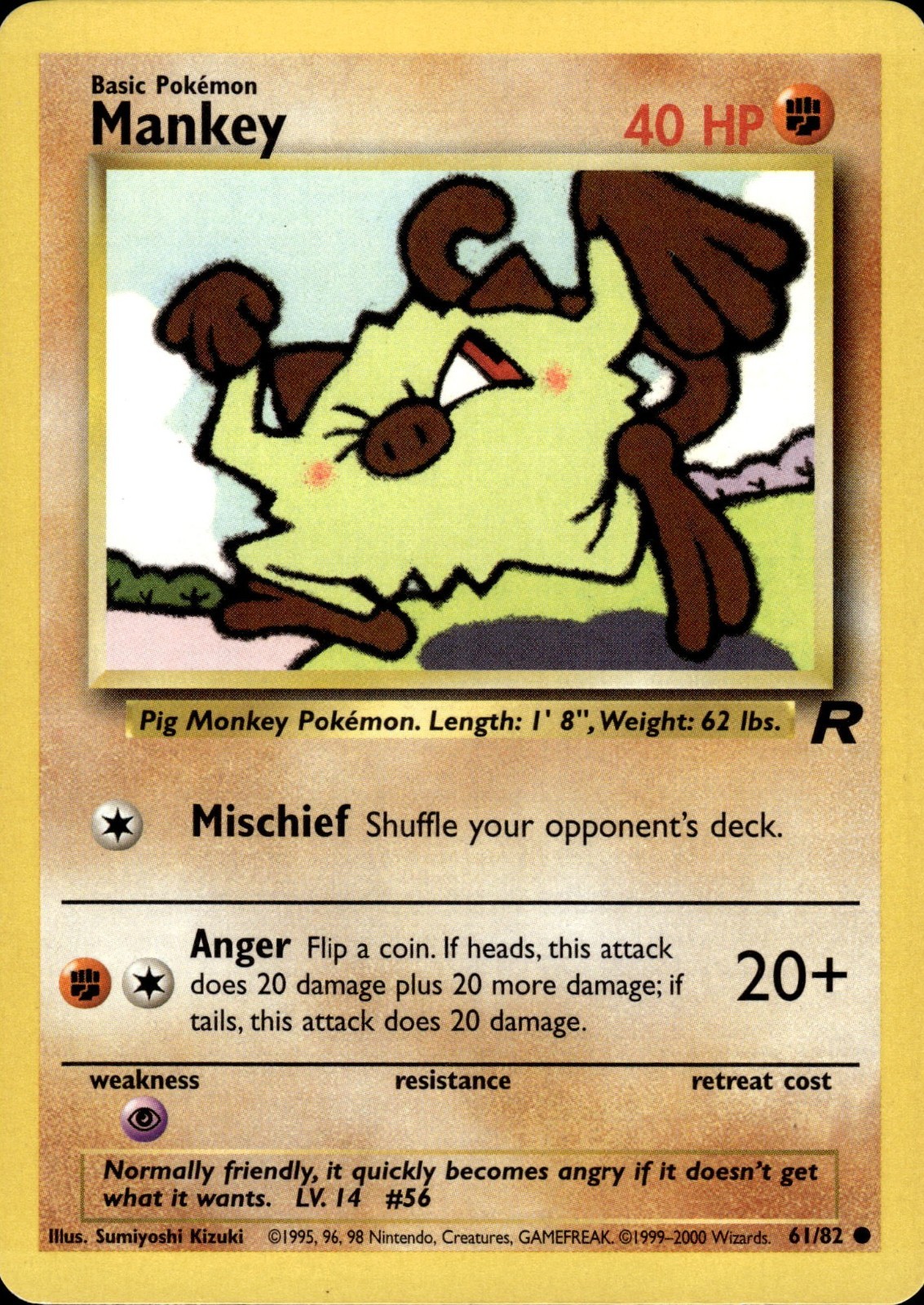 Mankey 61/82 | Team Rocket | Pokemon TCG | English | Common