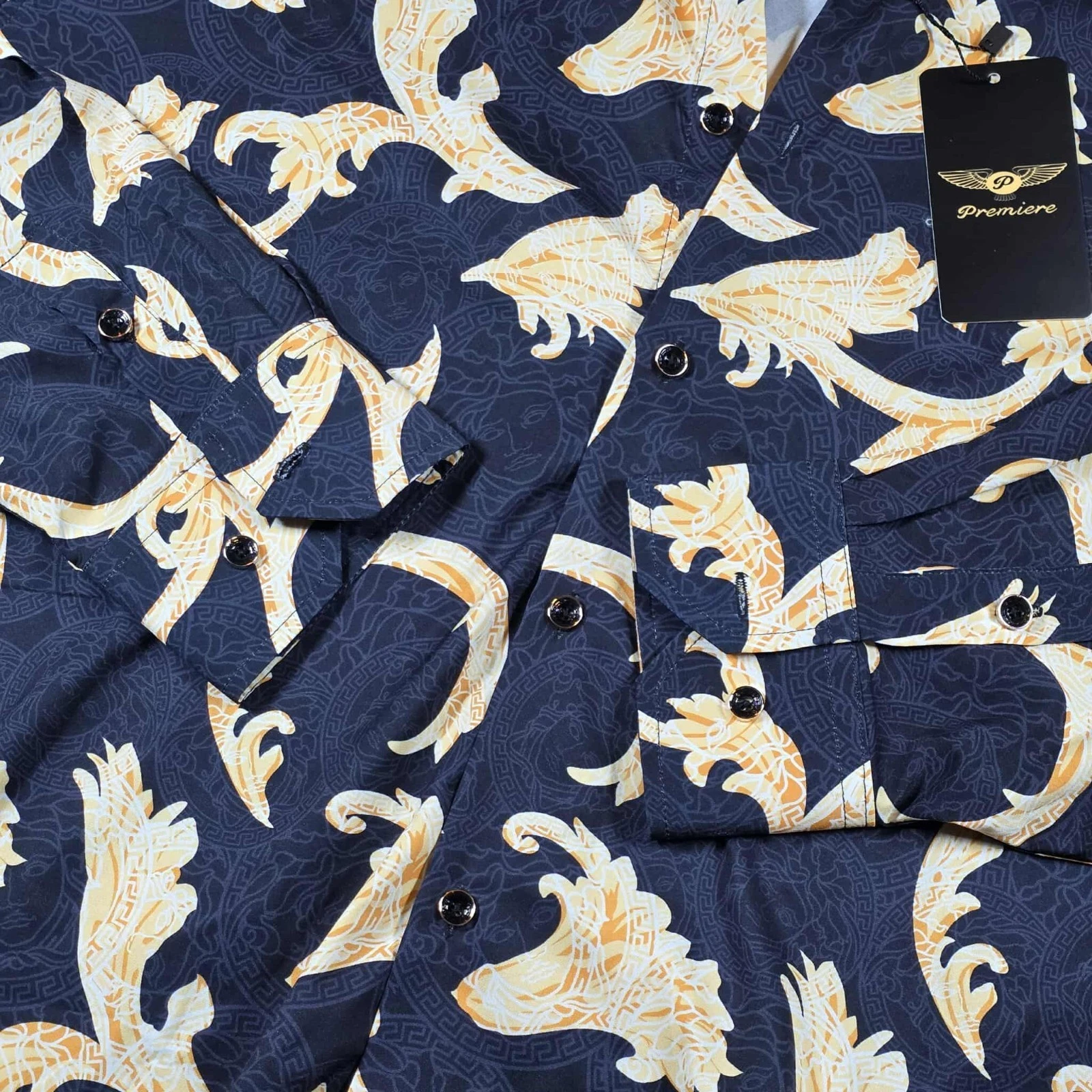 Camicia elegante uomo Premiere 3XL 97% cotone 3% spandex nuova con etichetta (look Versace)