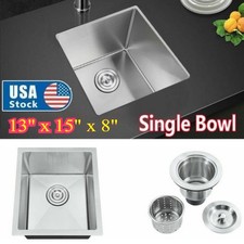 13" Nano Single Bowl Kitchen Sink Undermount Stainless Steel Handmade Bar Sink
