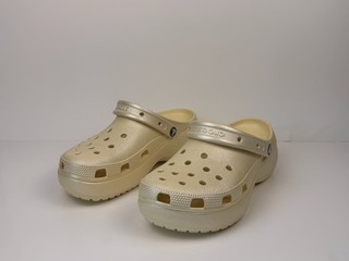 Crocs Classic Platform Vanilla Glitter Clog Women’s 11 Pre Owned