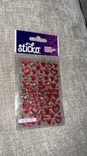 Scrapbooking Crafts Stickers Sticko Puffy Red Hearts With Silver Hearts Repeats