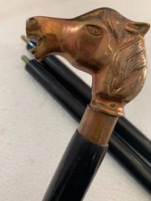 Old Horse Look Design Vintage Style Brass Head Handle Walking Stick Wooden cane