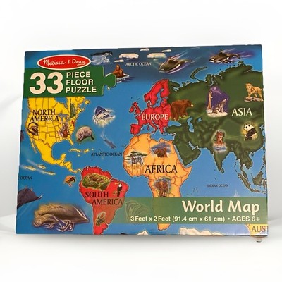 World Map Floor Puzzle 33 Piece Jigsaw Puzzle  3 x 2 Ft Melissa & Doug 