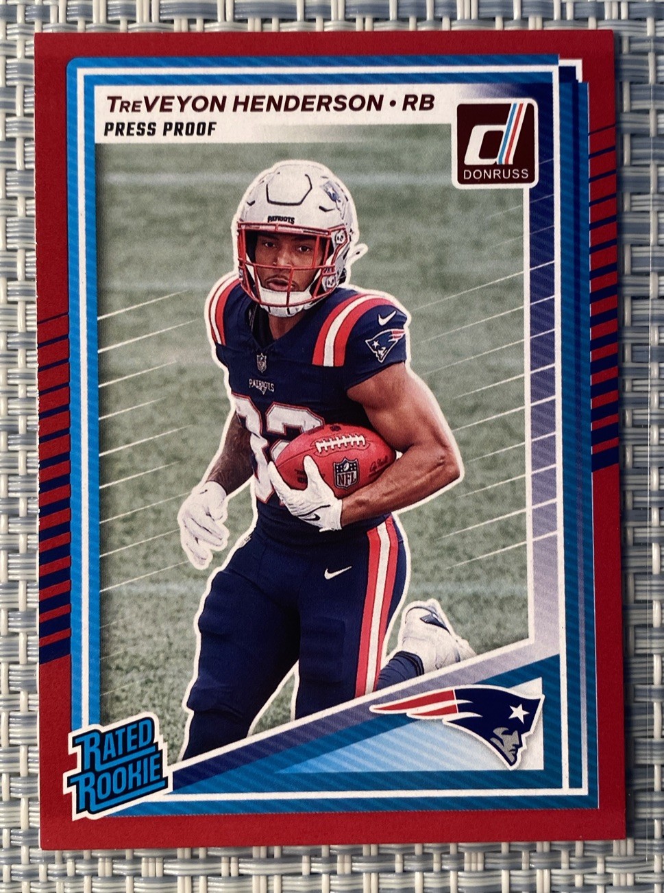 2025 Panini Donruss - Rated Rookie TreVeyon Henderson #332 Press Proof Red (RC)