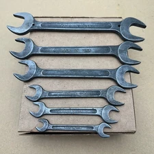 6 Pc Set Heavy Duty Vintage Drop Forged Double Open End Wrench USA 3/8” To 1”