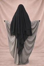 3 Veil Sitar Niqab Cap with Eye Cord  Black Layered Face Veil  Lightweight