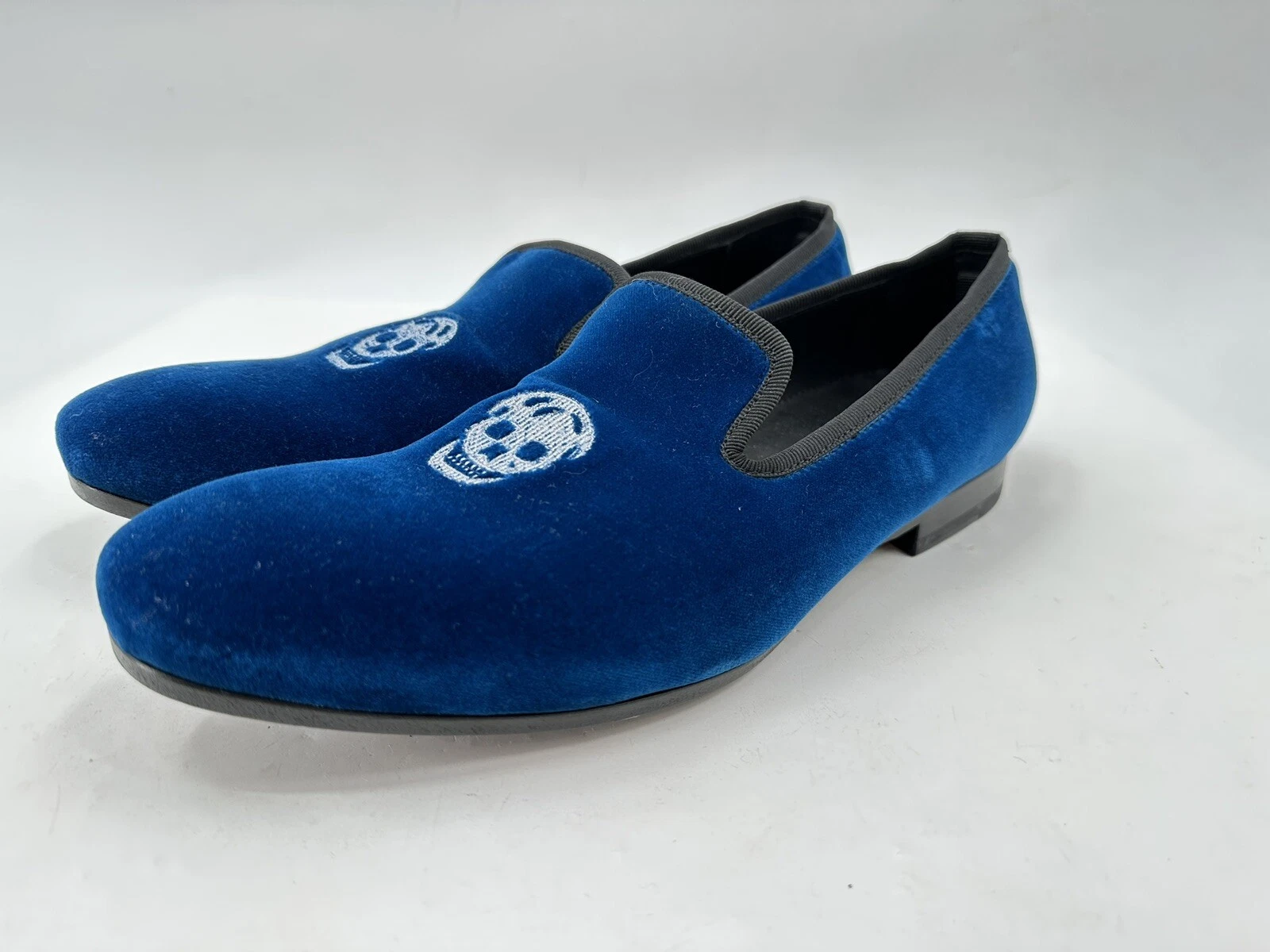 Mocassini slip on Alexander Mcqueen in velluto blu royal taglia 42 9 made in USA