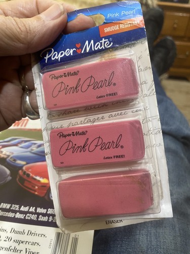 Paper Mate Pink Pearl Erasers, Large, 3 Count