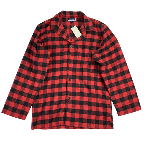 Club Room Mens Flannel Plaid Long Sleeve Pajama Button Down Shirt Red S - Picture 1 of 4