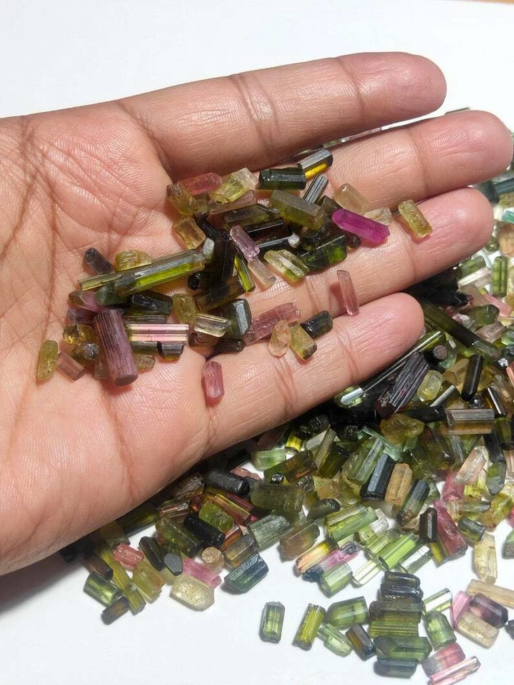 500 Ct Natural Bi Color Transparent Tourmaline Mozambique Lot Rough Gemstone  - Image 2 of 4