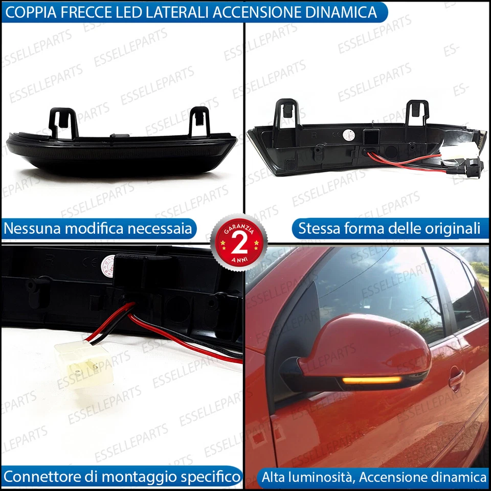 COPPIA FRECCE LATERALI PROGRESSIVE A LED PER VW EOS CANBUS DINAMICHE - Immagine 2 di 4