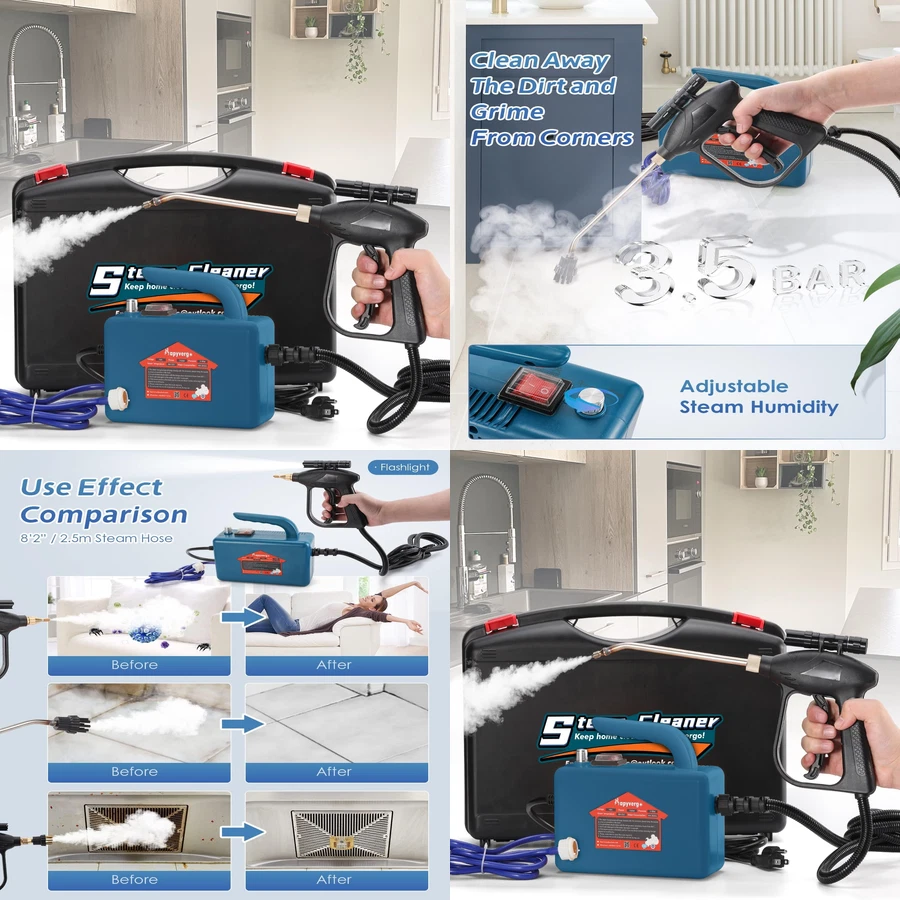 Car Engine Steam Cleaner High Pressure Steamer Cleaning Grout Tile Auto Washer