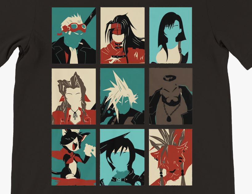 Final Fantasy Tshirt Cast Team Video Game Shirt FFVII FF7 Rebirth