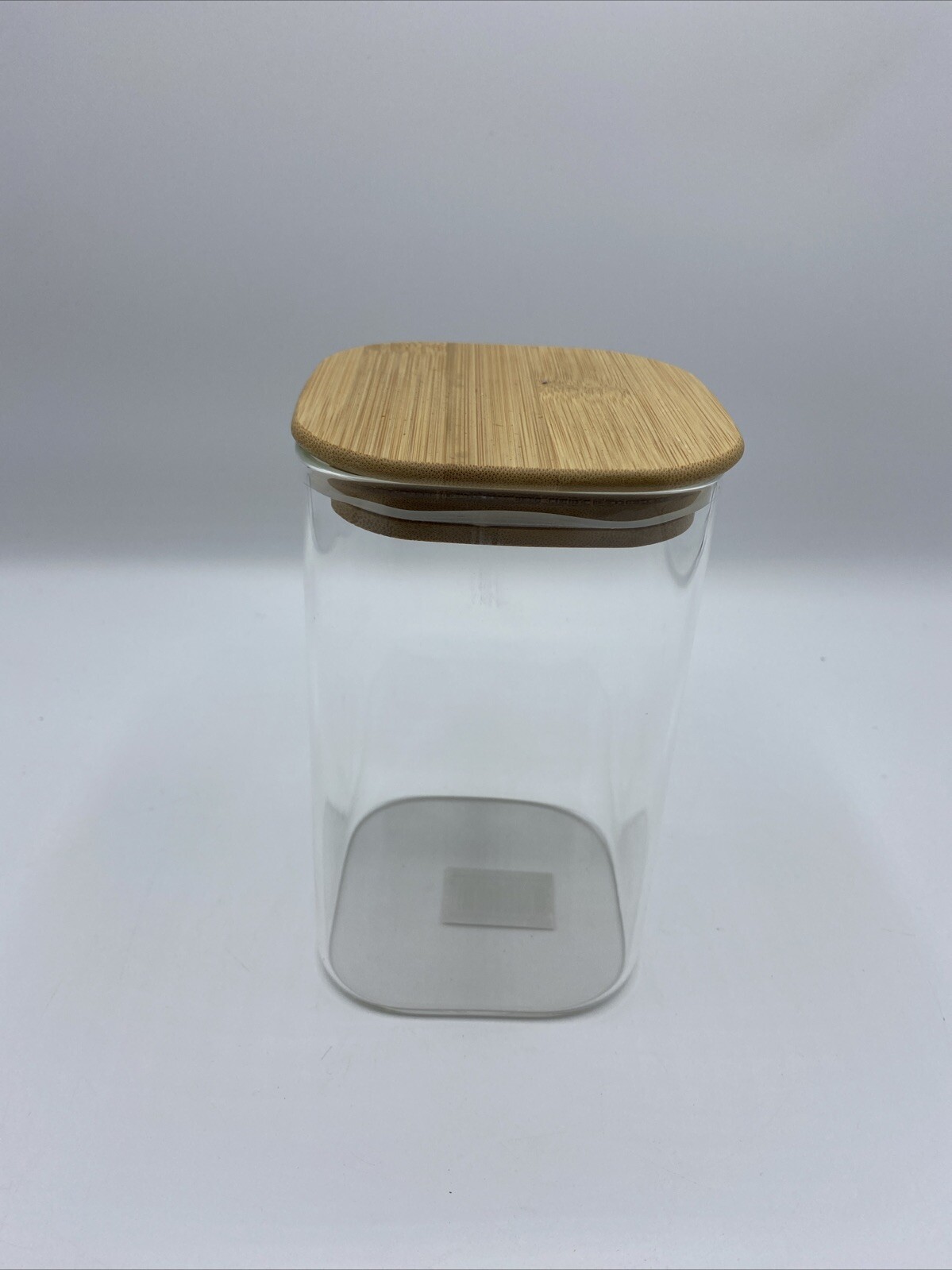 Apollo Borosilicate Glass Square Canister 1.1L Kitchen Storage Clear Jar Wooden
