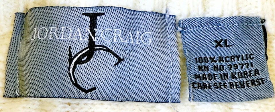 Suéter Jordan Craig XL Crema Tejido con Cable Cuello Simulado Pullover Años 80 De Colección Corea Foto 4 de 4