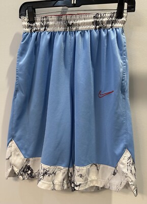 Adult Small NIKE ELITE BASKETBALL SHORT Light Blue MARBLE Gray