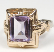 Antique Art Deco 1920's Amethyst 14KY White Gold Ring Size 7.75 UK-P 3.02 Carat