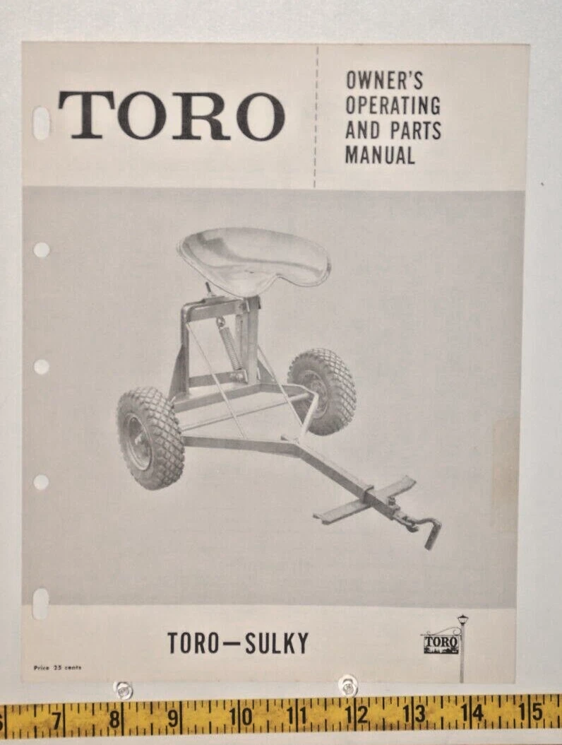 Vintage Toro - Sulky Parts List- Owner's Operating & Parts Manual - Circa 1950's - Picture 1 of 2