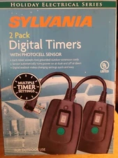 SYLVANIA 2 Pack Digital Timers Photocell Light Sensor Outdoor Multiple Settings