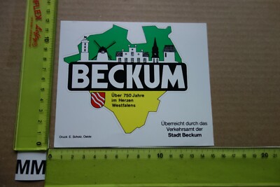 Alter Aufkleber Reise Stadt Land BECKUM Warendorf NRW