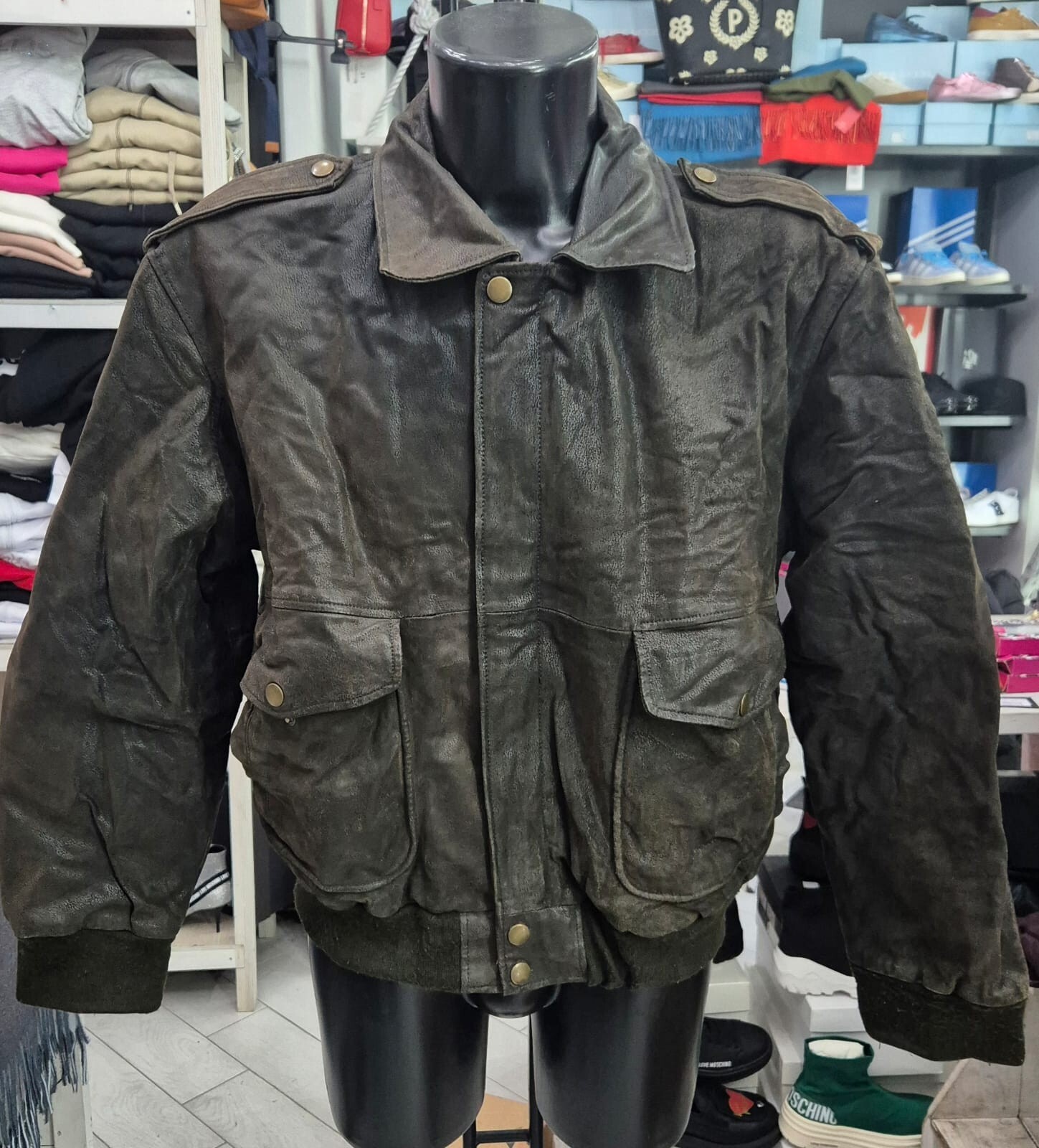 Vintage Brown Leather Studio Jacket for Men Size XL LLR40