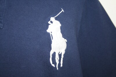 POLO RALPH LAUREN Big Pony On Chest #3 Blue Polo Shirt L Short