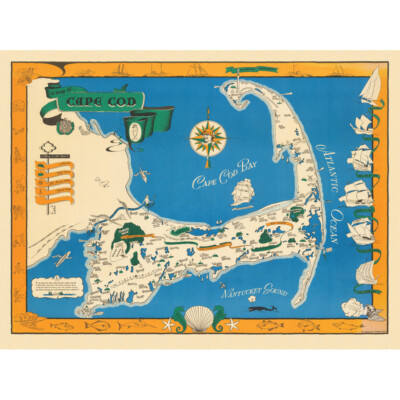 Karte Paige 1940 Cape Cod Massachusetts Leinwand Wandbild Kunstdruck Poster