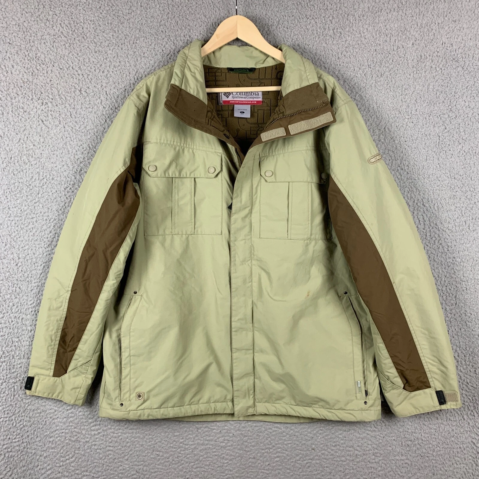 Columbia Jacket Mens Large Covert Snowboarding Beige Brown Omni-Tech Outdoor