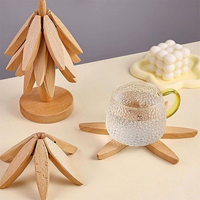 3/4PCS Anti brühe Hitze Baum Design Untersetzer Holz tischs chuhe Tisch Matte