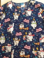 Frosty The Snowman Blue Scrub Large