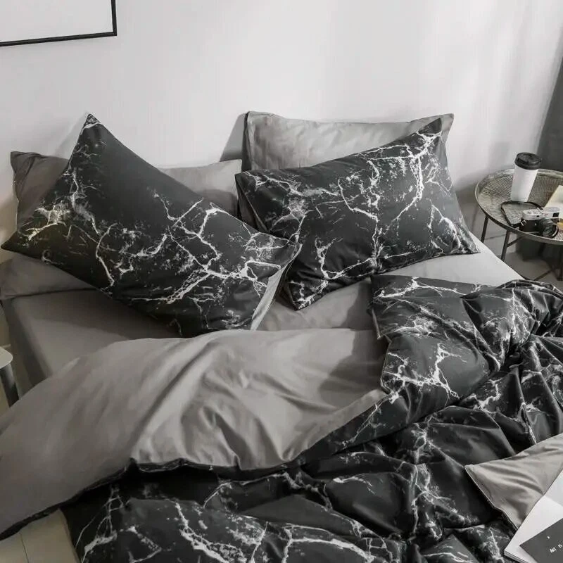 Pure Cotton White Black Nordic 4 Piece Duvet Set - Image 3 of 4
