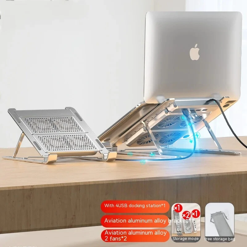 Laptop Stand with cooling fan Foldable lift Notebook holder aluminum alloy with