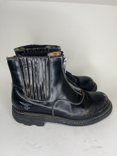 john fluevog Ankle Boots Men Size 9 Black Leather Zip Casual
