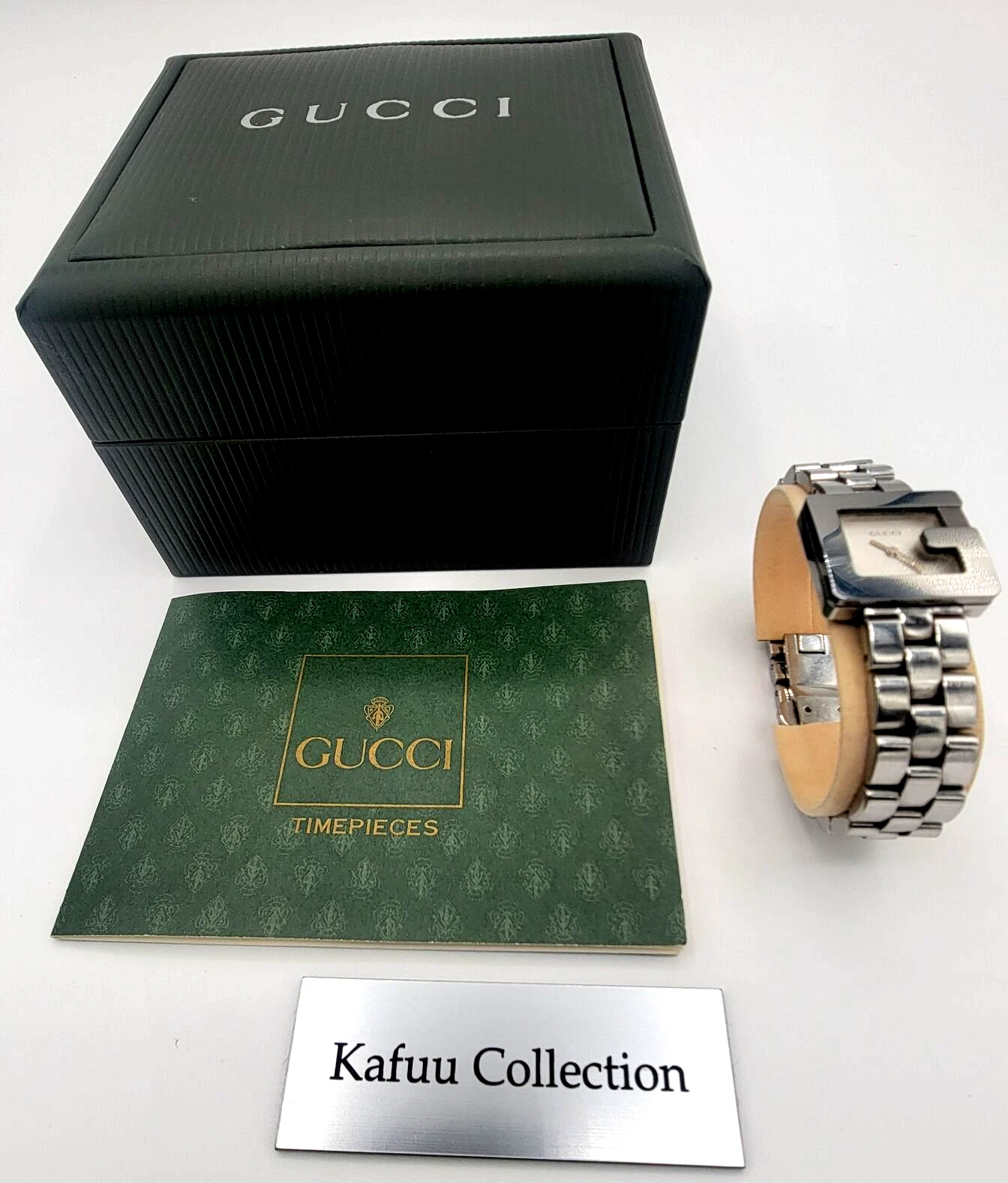 Montre GUCCI G Bezel QZ 3600L cadran noir acier inoxydable occasion avec boite