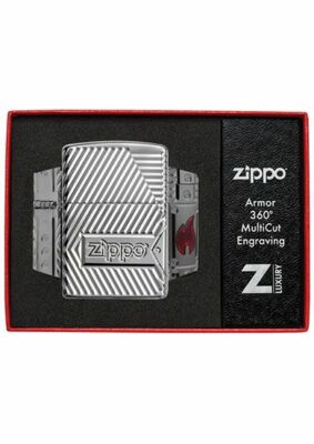 Zippo Armor Bolts Design Feuerzeug Polished Chrome Windproof Gas Lighter