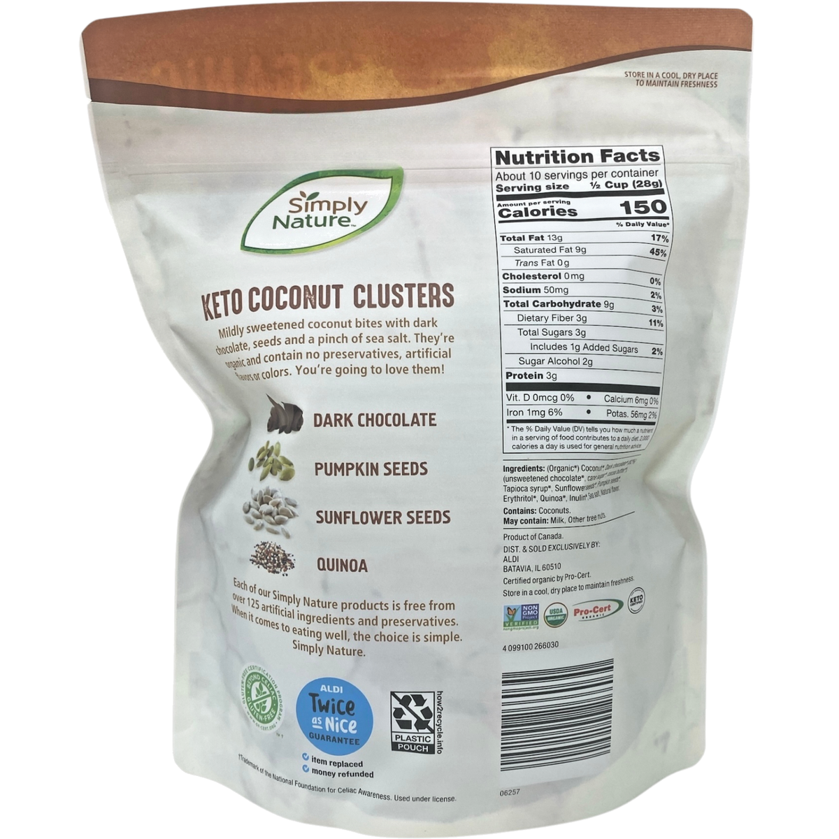 Simply Nature Organic Coconut Clusters with Dark Chocolate 10 oz