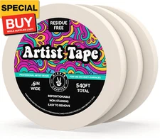 3pk White Artist Tape for Watercolor Paper, Painters, Artists, Painting, Removab