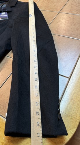 New Stafford Black Wool Blend Long Coat Trench Men's Classic Fit Size 44L NWT - Picture 6 of 9