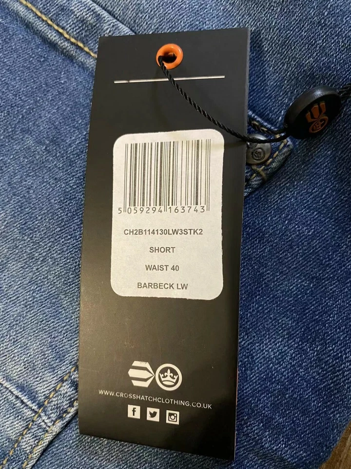 Crosshatch Mens Blue Jean Barbeck W40 New - Image 4 of 4