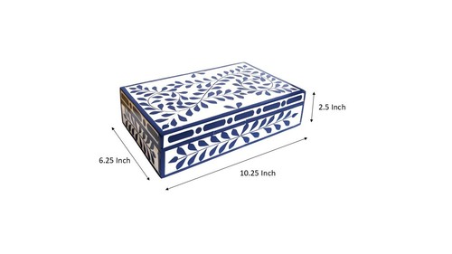 Blue Floral Jewelry Box – Decorative Box for Gifts, Vanity, or Home Decor - Picture 6 of 9