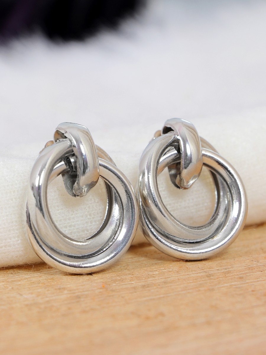 Western Contemporary Earring Silver- Tonned Elegant Everstylish Drop  Dangler