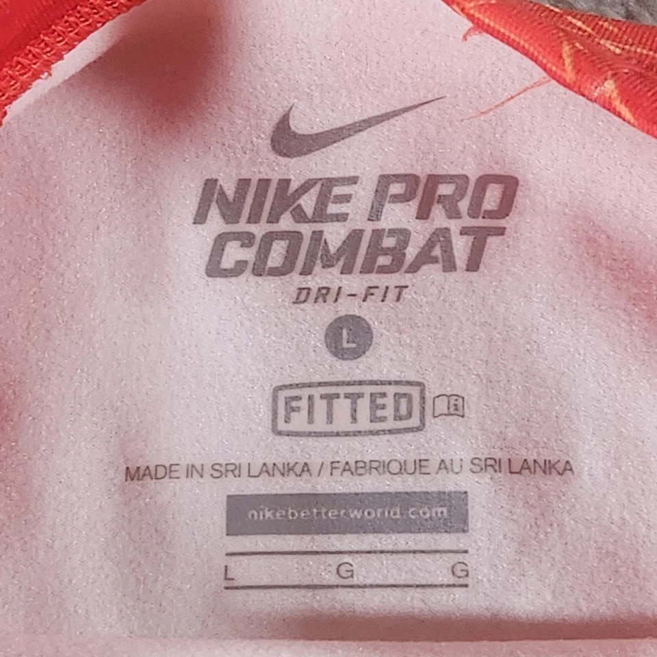 Nike Pro Combat Dri-FIT Shirt Large Fitted Orange Long Sleeve Sports  438581-835 - Image 2 of 4
