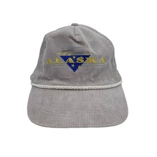 Vintage Alaska Gray Corduroy Rope Trim Snapback Cap 100 Cotton IAAC USA