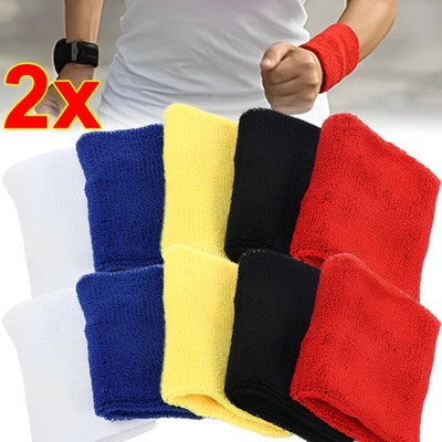 A Pair Wrist Wrap Sweatband Moisture Wash Towel Ba nd Absorbent Wicking Athlet