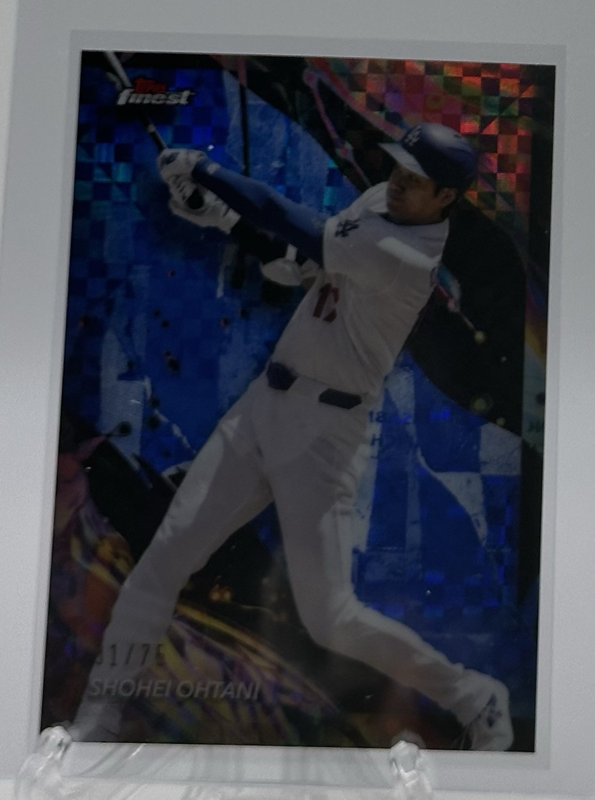 2024 Topps Finest Shohei Ohtani Uncommon #177 BLUE CHECKERBOARD REFRACTOR /75