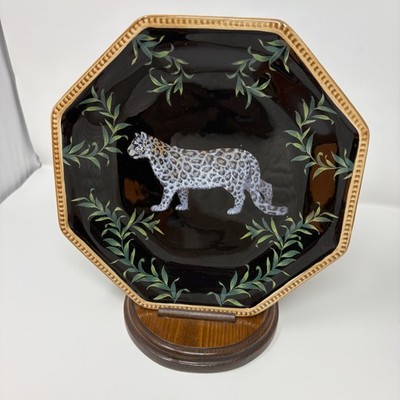 Raymond Waites Safari Leopard Octagon 9'' Plate Octagonal Jungle